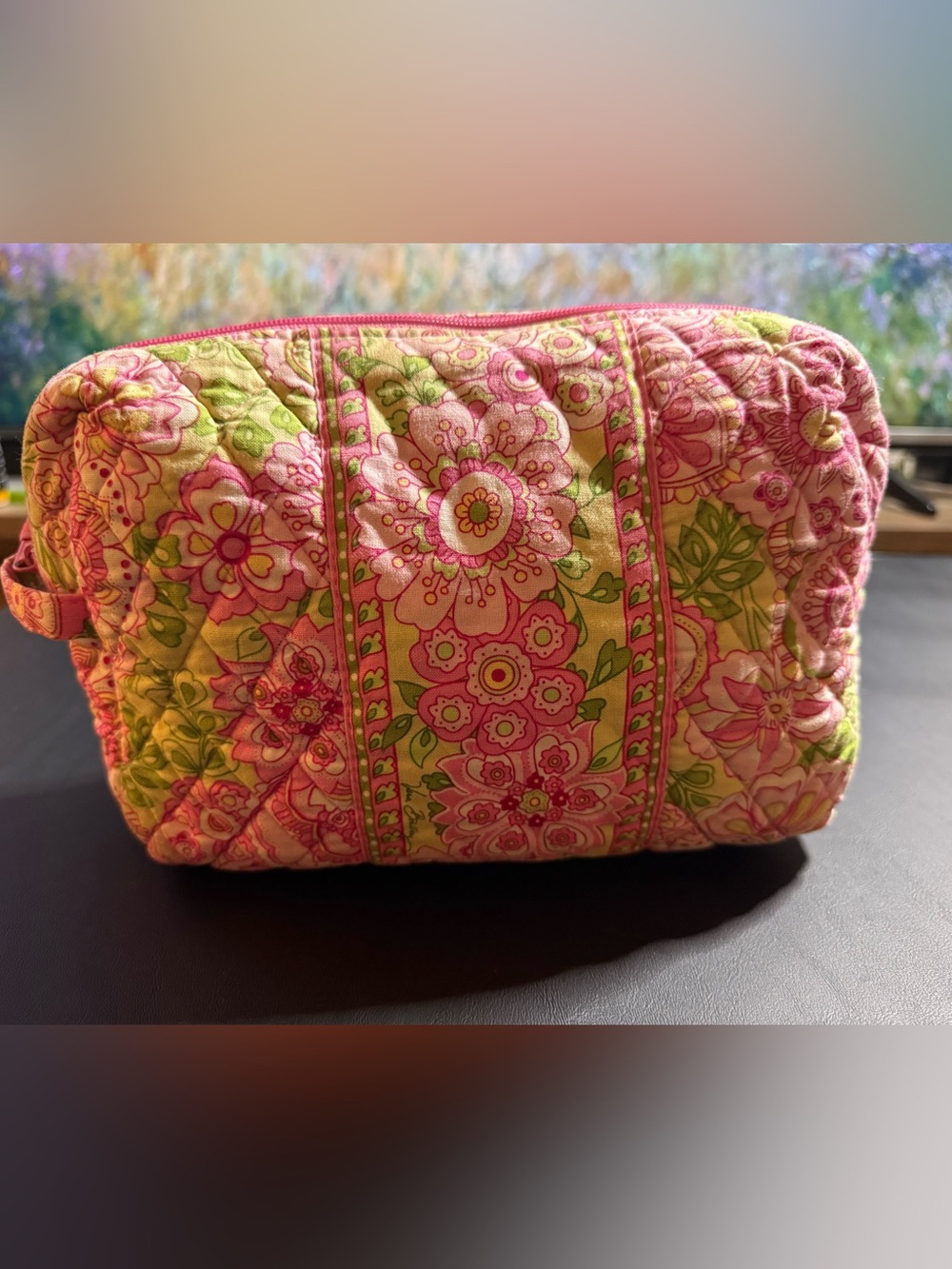Vintage Vera Bradley Quilted Cosmetic Bag - Retired Petal Pink